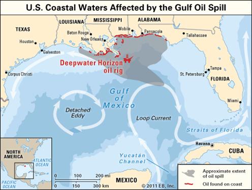 horizon deepwater spill oil 2010 gulf map mexico location rig britannica causes effects deep after disaster years environmental maps facts